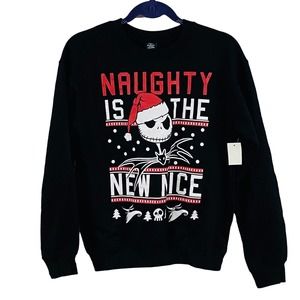 Juniors‎ S Nightmare Before Christmas Sweatshirt Santa Jack Naughty Nice Black